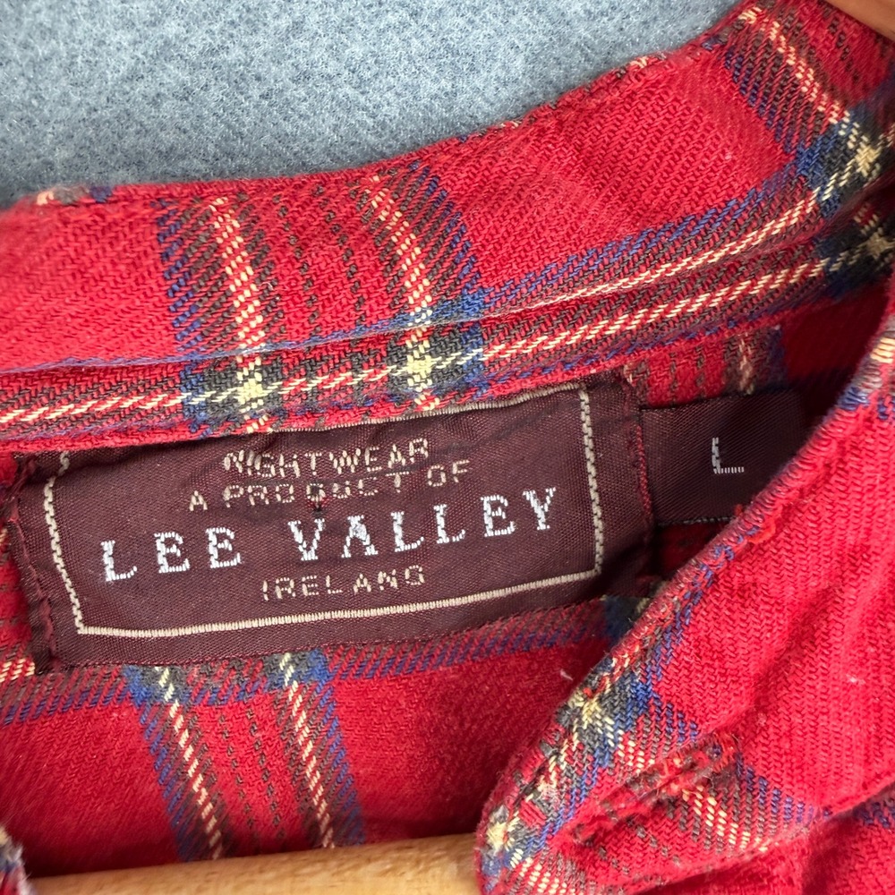 Lee Valley Ireland Red Flannel Tartan Plaid Nightshirt Irish Cotton Men Large - Picture 2 of 7
